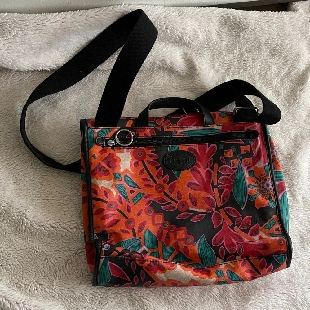 Fossil floral Key per flap medium large bag